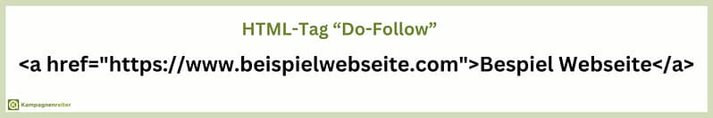 Bild zeigt Beispiel-Code für einen Do-Follow HTML-Tag