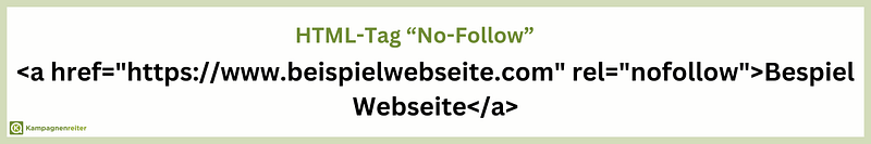 Bild zeigt Beispiel-Code für einen No-Follow HTML-Tag
